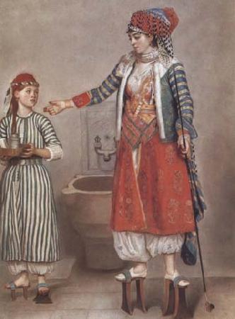 Jean-Etienne Liotard Dame franque vetue a la turque et sa servante (mk32) Germany oil painting art